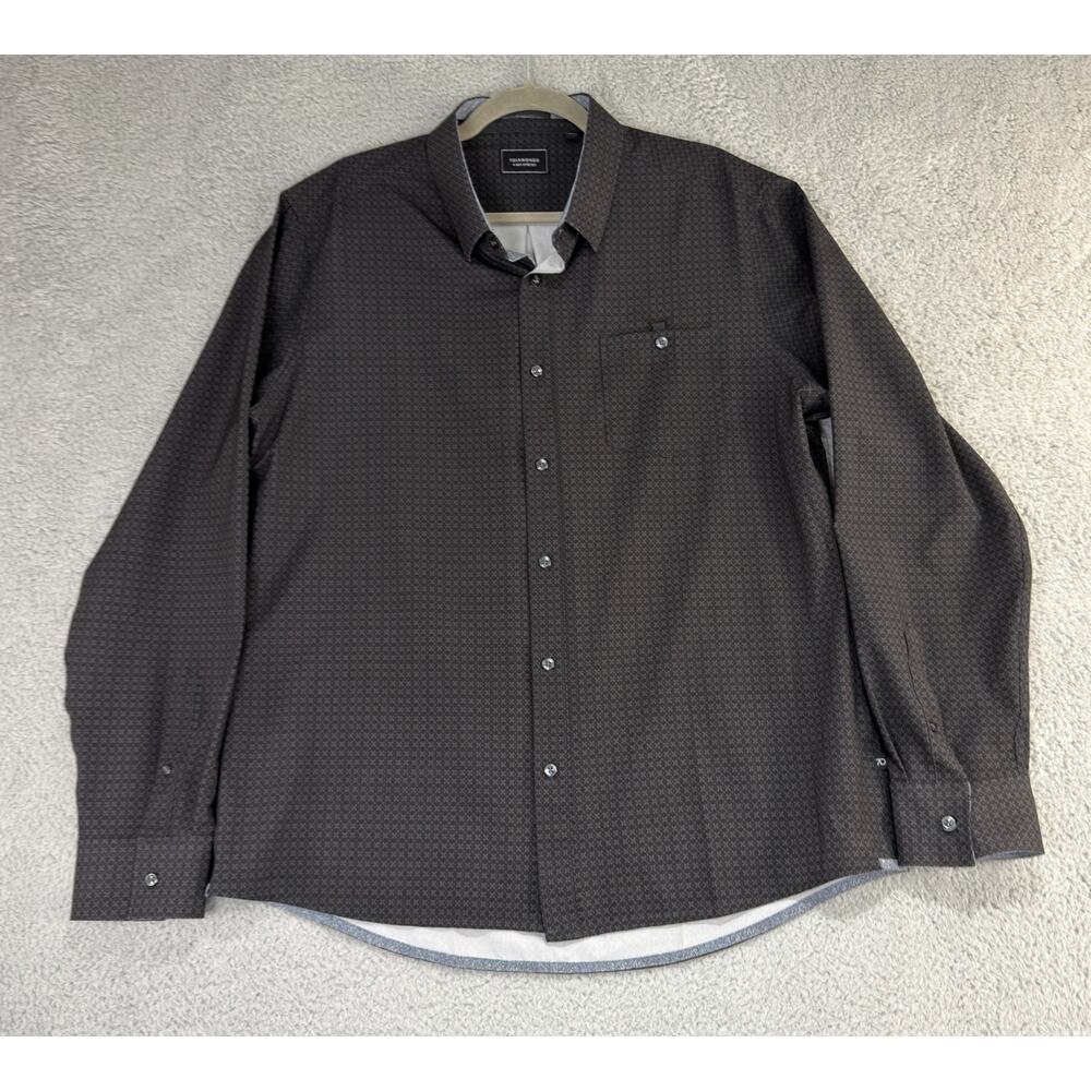 7 Diamonds Shirt Mens XL Black 4 Way Stretch Saturday Express Woven Work